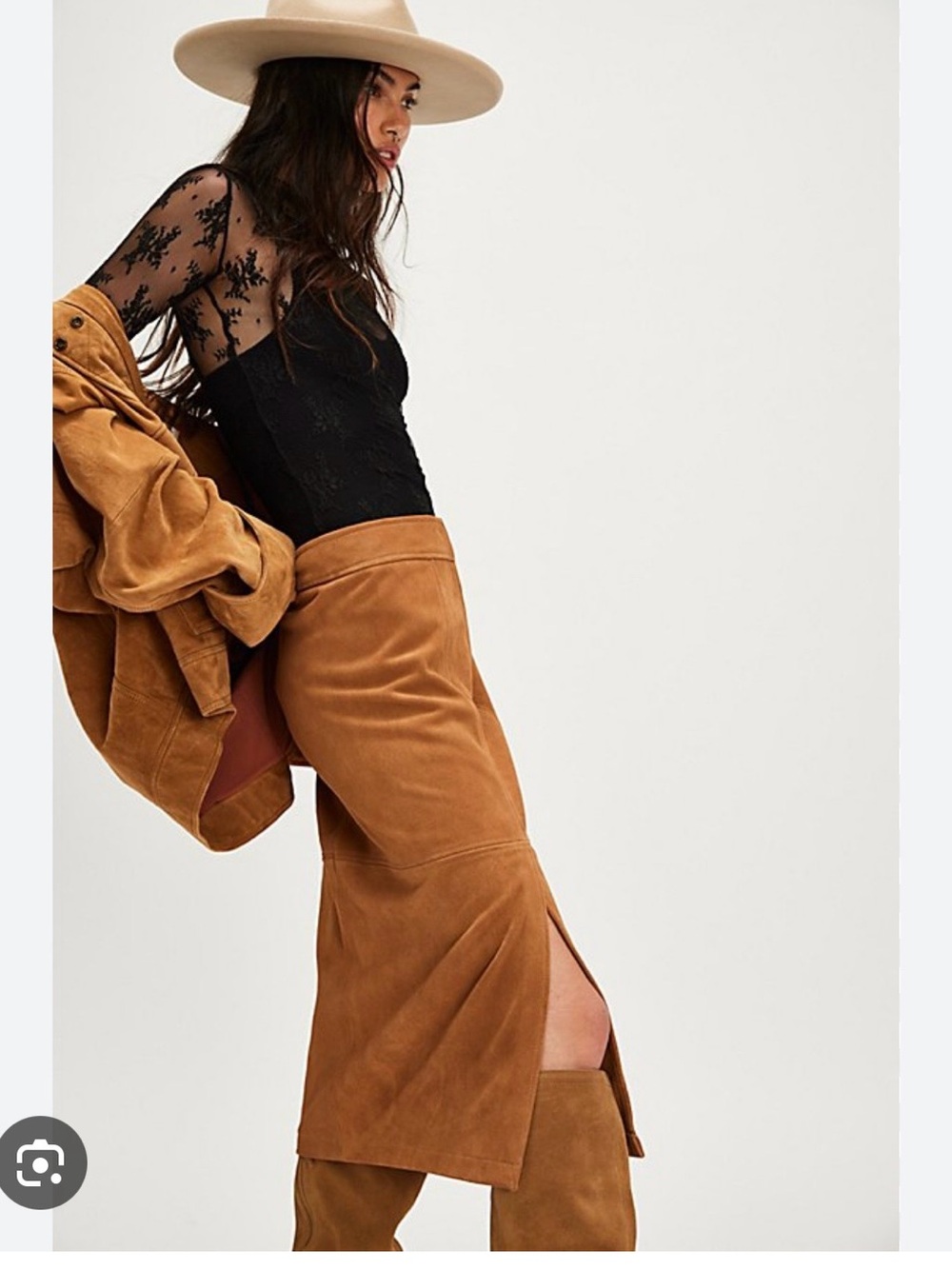 NWT Free People Persuade Me Genuine Leather suede skirt size 2
